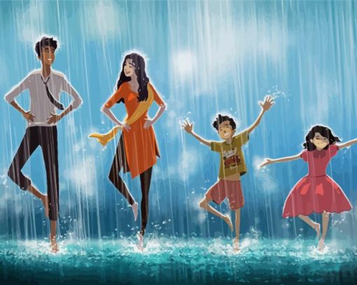 Dancing In The Rain Family paint by numbers