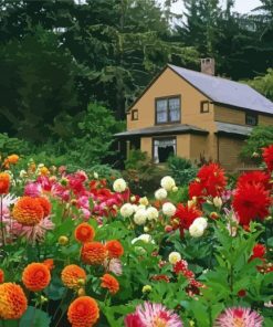 House With Flowers Garden paint by numbers