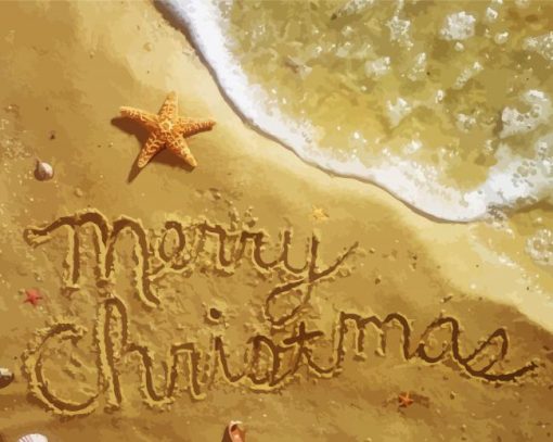 Merry Christmas At Beach paint by numbers