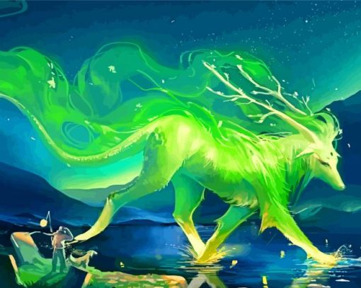 Mythical Green Creature paint by numbers