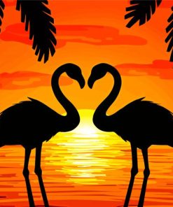 Sunset Heart Birds paint by numbers