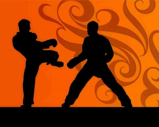 Taekwondo Silhouette paint by numbers