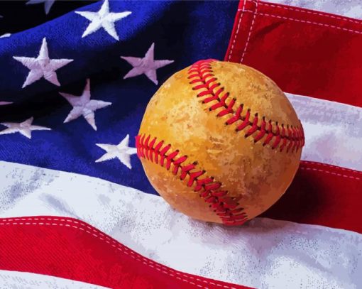 Vintage Baseball And American Flag paint by numbers