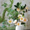 Aesthetic Vase With White Camellia Flowers paint by numbers