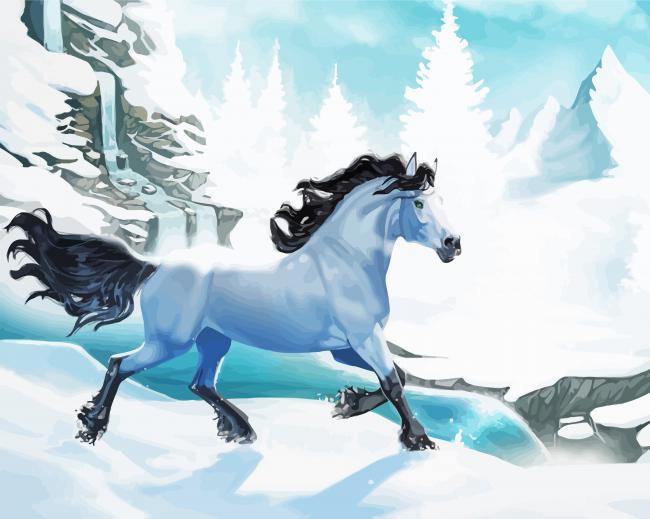 Animated Snow Horse paint by numbers