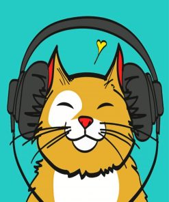 Cat Wearing Headphones Illustration paint by numbers