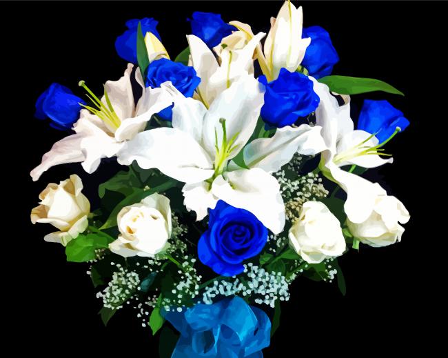 White And Blue Flowers paint by numbers