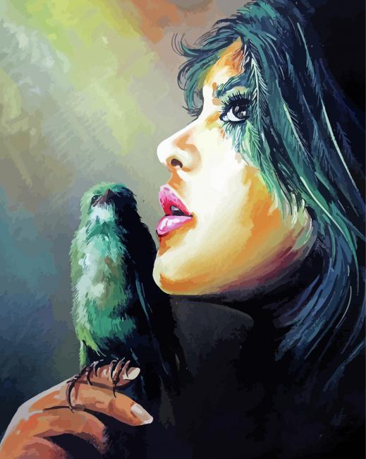 Girl And Bird paint by numbers