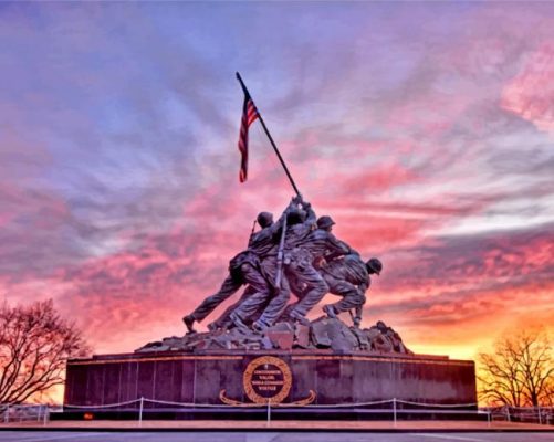 Iwo Jima Memorial Virginia paint by numbers