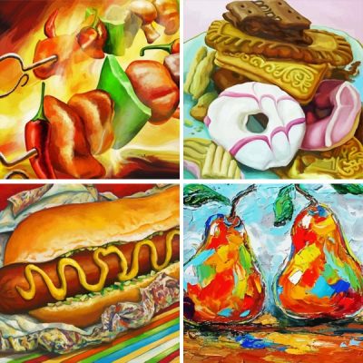 Abstract food painting by numbers