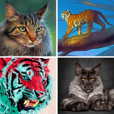 big cats painting by numbers