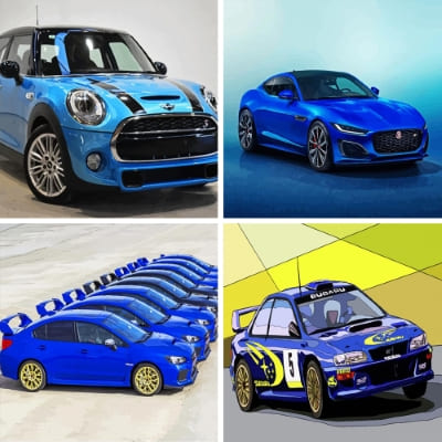 blue cars painting by numbers