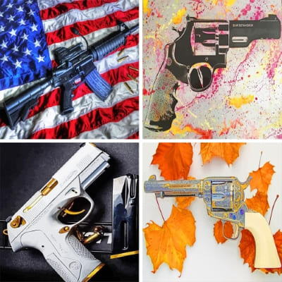 Pistol Gun Paint By Numbers - PBN Canvas