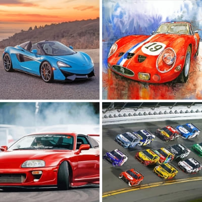 sports cars painting by numbers