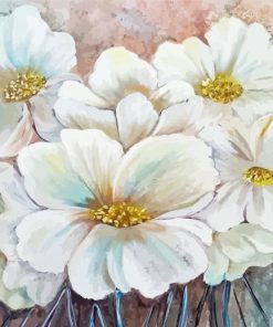 White Abstarct Flowers paint by numbers