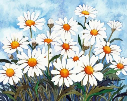 White Daisy Flowers paint by numbers