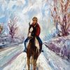 Riding Horse In Snow paint by numbers
