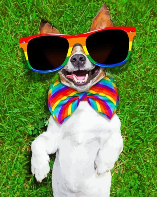 Happy Rainbow Dog paint by numbers