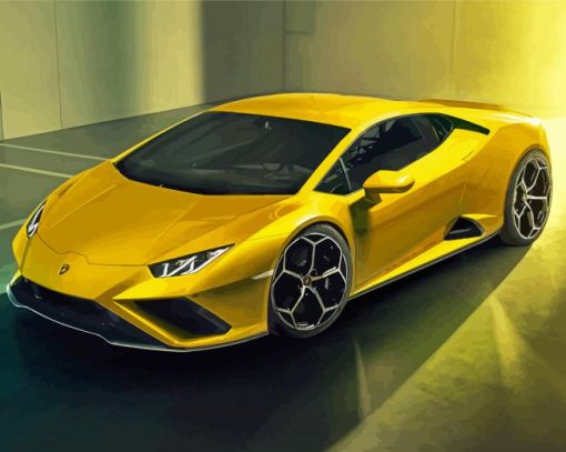 Yellow Lambo Huracan paint by numbers