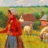 Girl With Sheeps paint by numbers