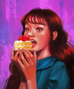 Girl Eating Cake paint by numbers